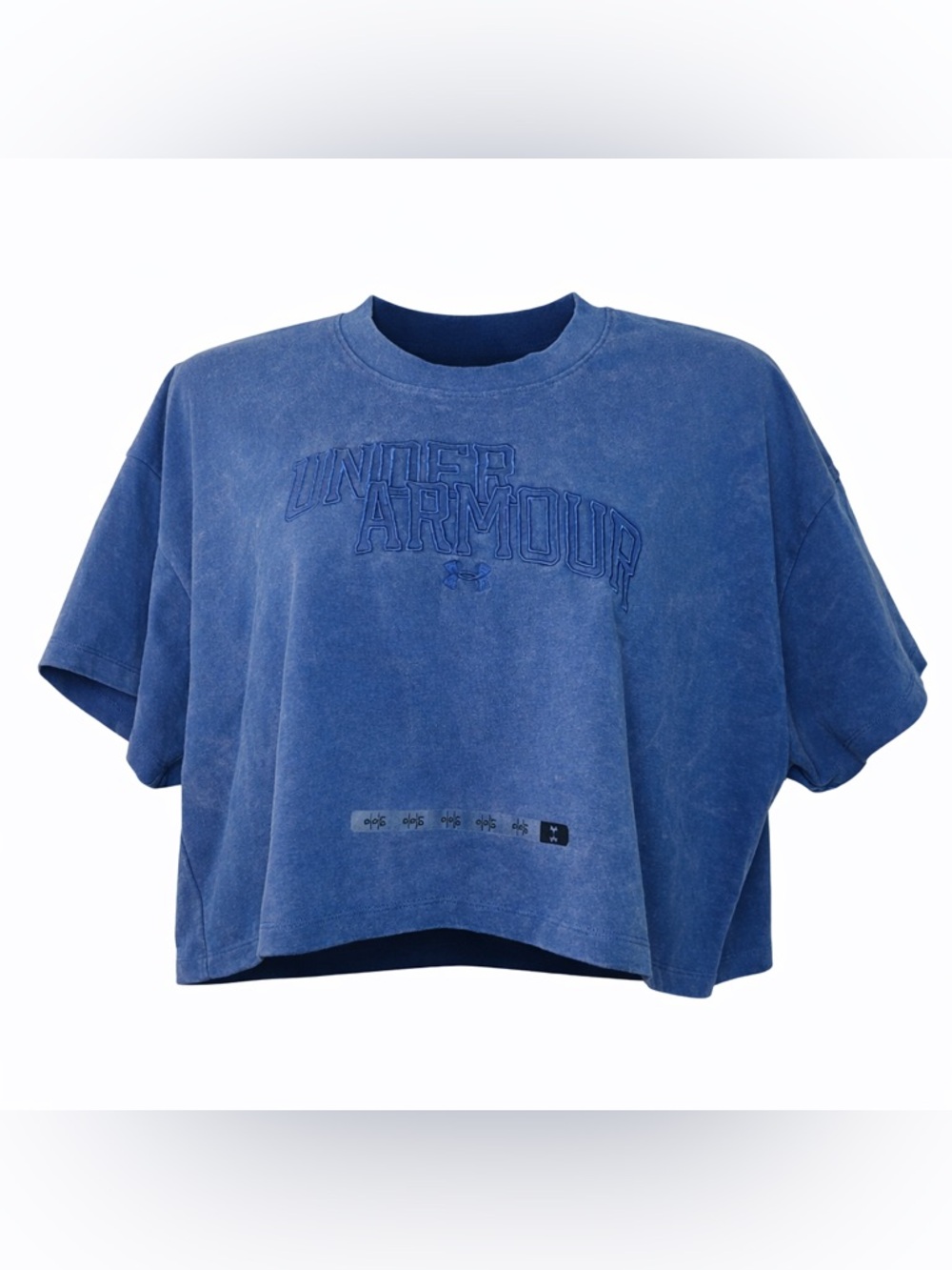 Under Armour Blue Cropped T-Shirt Women’s Large Athletic Graphic Logo - Picture 3 of 12